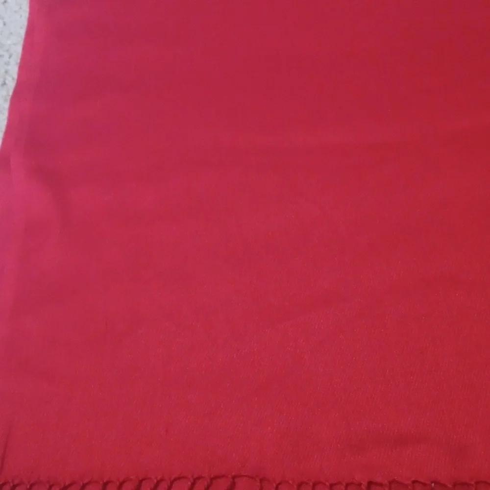 Collection18 Viscose Bright Red Scarf Shawl With Fringe